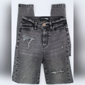 Fashion Nova Black Stonewash Distressed Skinny Jeans Size 1